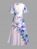 Flowers Leaf Paint Splatter Print Plus Size Matching Hawaii Beach Outfit For Couples -  