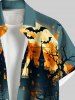 Chemise grande taille à boutons et poches pour homme, motif Halloween, lune, citrouille, chauve-souris, arbres, croix, château - Vert 3XL