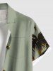 Chemise hawaïenne grande taille à imprimé cocotiers et blocs de couleurs, avec poches et boutons, pour homme - Vert M