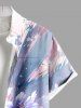 Plus Size Flowers Leaf Paint Splatter Print Buttons Pocket Hawaii Shirt For Men -  