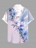 Plus Size Flowers Leaf Paint Splatter Print Buttons Pocket Hawaii Shirt For Men -  