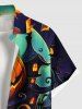 Plus Size Halloween Pumpkin Lantern Castle Print Buttons Pocket Shirt For Men -  