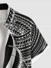Plus Size Coconut Tree Curve Colorblock Print Buttons Pocket Hawaii Shirt For Men -  