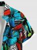 Chemise hawaïenne grande taille à imprimé feuilles tropicales et fleurs d'hibiscus, avec poches et boutons, pour homme - Noir 5XL