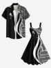 Plus Size Coconut Tree Curve Colorblock Print Hawaii Tank Dress -  