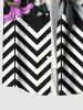Plus Size Lily Flower Leaf Zig Zag Print Hawaii Button Pocket Shirt For Men -  