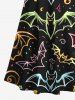 Plus Size Bat Galaxy Print Halloween Cold Shoulder Crisscross A Line Maxi Dress -  