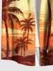 Plus Size Coconut Tree Ombre Dusk Print Hawaii Button Pocket Shirt For Men -  