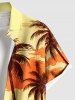 Plus Size Coconut Tree Ombre Dusk Print Hawaii Button Pocket Shirt For Men -  