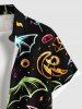Chemise d'Halloween grande taille à imprimé chauve-souris et galaxie pour homme - Noir 2XL