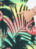 Robe mi-longue trapèze grande taille à imprimé flamant rose et feuilles tropicales, style hawaïen, avec poches fendues - Vert XXS