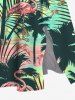 Robe mi-longue trapèze grande taille à imprimé flamant rose et feuilles tropicales, style hawaïen, avec poches fendues - Vert XXS