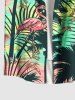 Chemise hawaïenne grande taille à imprimé cocotier, feuilles tropicales et flamants roses, avec poches boutonnées, pour homme - Vert S