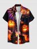 Halloween Pumpkin Fireworks Galaxy Tree Castle Print Plus Size Matching Outfit For Couples -  