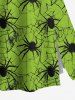 Ensemble assorti grande taille composé d'un haut caraco uni cintré et d'une jupe trapèze fendue à imprimé toile d'araignée et insectes - Noir 