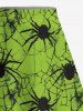 Ensemble assorti grande taille composé d'un haut caraco uni cintré et d'une jupe trapèze fendue à imprimé toile d'araignée et insectes - Noir 