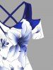 Flowers Leaf Print Plus Size Matching Hawaii Beach Outfit For Couples -  