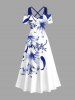 Flowers Leaf Print Plus Size Matching Hawaii Beach Outfit For Couples -  