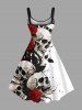 Tenue assortie grande taille pour couples, motif tête de mort et roses, pour Halloween - NOIR 