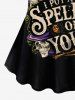 Ensemble assorti grande taille avec chapeau d'Halloween, crâne, lune et étoiles - Noir 
