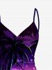 Halloween Pumpkin Bat Coconut Tree Moon Castle Print Plus Size Matching Outfit For Couples -  