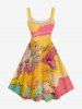 Plus Size Cat Dinosaur Cloud Colorblock Print Hawaii Tank Dress -  