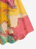 Plus Size Cat Dinosaur Cloud Colorblock Print Hawaii Tank Dress -  