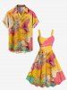 Plus Size Cat Dinosaur Cloud Colorblock Print Hawaii Tank Dress -  