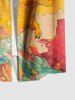 Plus Size Cat Dinosaur Cloud Colorblock Print Buttons Pocket Hawaii Shirt For Men -  