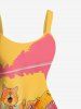 Plus Size Cat Dinosaur Cloud Colorblock Print Hawaii Tank Dress -  