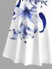 Plus Size Flowers Leaf Print Cold Shoulder Crisscross Hawaii Maxi Dress -  