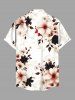Plus Size Flowers Leaf Print Buttons Pocket Hawaii Shirt For Men -  
