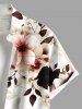 Plus Size Flowers Leaf Print Buttons Pocket Hawaii Shirt For Men -  