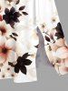 Robe mi-longue hawaïenne fendue à imprimé fleurs et feuilles grande taille - Blanc 3X