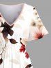 Robe mi-longue hawaïenne fendue à imprimé fleurs et feuilles grande taille - Blanc 3X