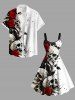 Plus Size Halloween Skulls Rose Flower Print Tank Dress -  