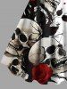 Plus Size Halloween Skulls Rose Flower Print Tank Dress -  