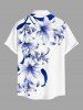 Plus Size Flowers Leaf Print Buttons Pocket Hawaii Shirt For Men -  