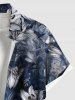 Plus Size Flowers Leaf Ombre Print Buttons Pocket Hawaii Shirt For Men -  
