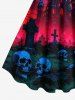 Robe débardeur grande taille à imprimé chauve-souris croisée, motif château de lune et crânes pour Halloween - Rouge 6X