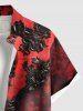 Plus Size 3D Ombre Vintage Flower Print Halloween Button Pocket Shirt For Men -  