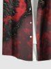 Plus Size 3D Ombre Vintage Flower Print Halloween Button Pocket Shirt For Men -  