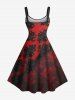 Plus Size 3D Ombre Vintage Flower Print Halloween A Line Tank Dress -  