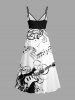 Robe camisole trapèze à imprimé guitare et symboles musicaux grande taille, style hawaïen - Blanc 6X
