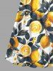 Plus Size Lemon Leaf Print Hawaii Surplice A Line Cami Dress -  