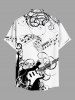 Plus Size Guitar Music Symbol Print Hawaii Button Pocket Shirt For Men -  