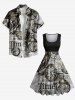 Plus Size Clock Newspaper Hourglass Print 1950s Vintage Swing A Line Dress -  
