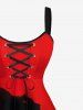 Robe débardeur trapèze à lacets, imprimé chat peint à l'encre, grande taille, pour Halloween - Rouge L