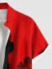 Chemise à poches boutonnées Halloween grande taille pour homme, imprimé chat peint à l'encre, motif Halloween - Rouge 5XL