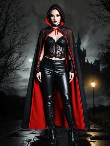 Halloween Vampire Costume Tie Hooded Cape Cloak - BLACK - ONE SIZE
